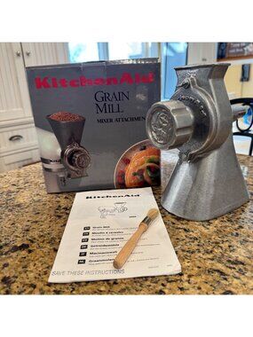 KitchenAid Grain Mill Metal Grinder Mixer Attachment GMA w/ Box & Manual